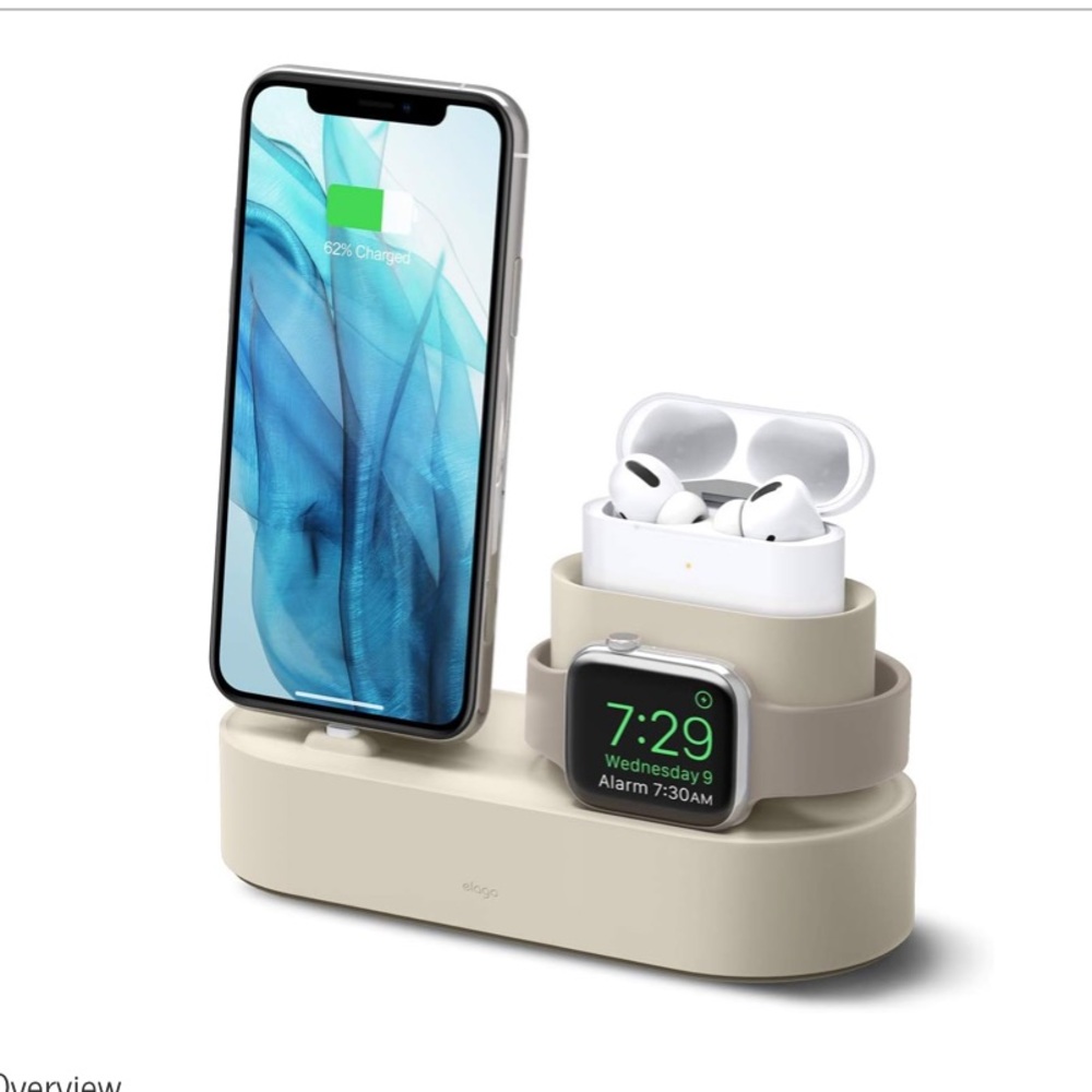 Elago 3 in 1 Charging Station for Apple Watch, AirPod pro, iPhone Cream - Picture 7 of 15